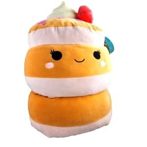 RARE Squishmallows Sawtelle Strawberry Pancake 16" New With Bio Tag Plush Pillow